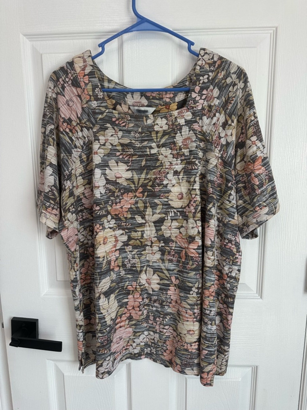 Womens CJ Banks Floral Shirt Size 2x Square Neck Cotton Blend Casual Lightweight